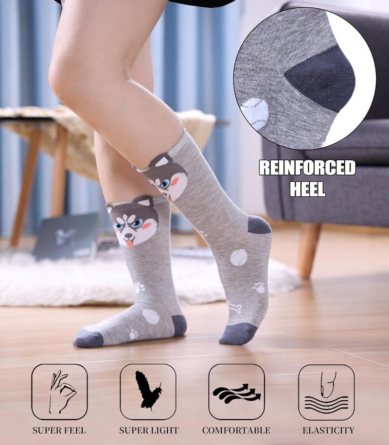 SDBING Womens Cat Socks Cute Gifts Animal Soft Breathable Thin Cotton Casual Crew Socks 5 Pairs - Image 4